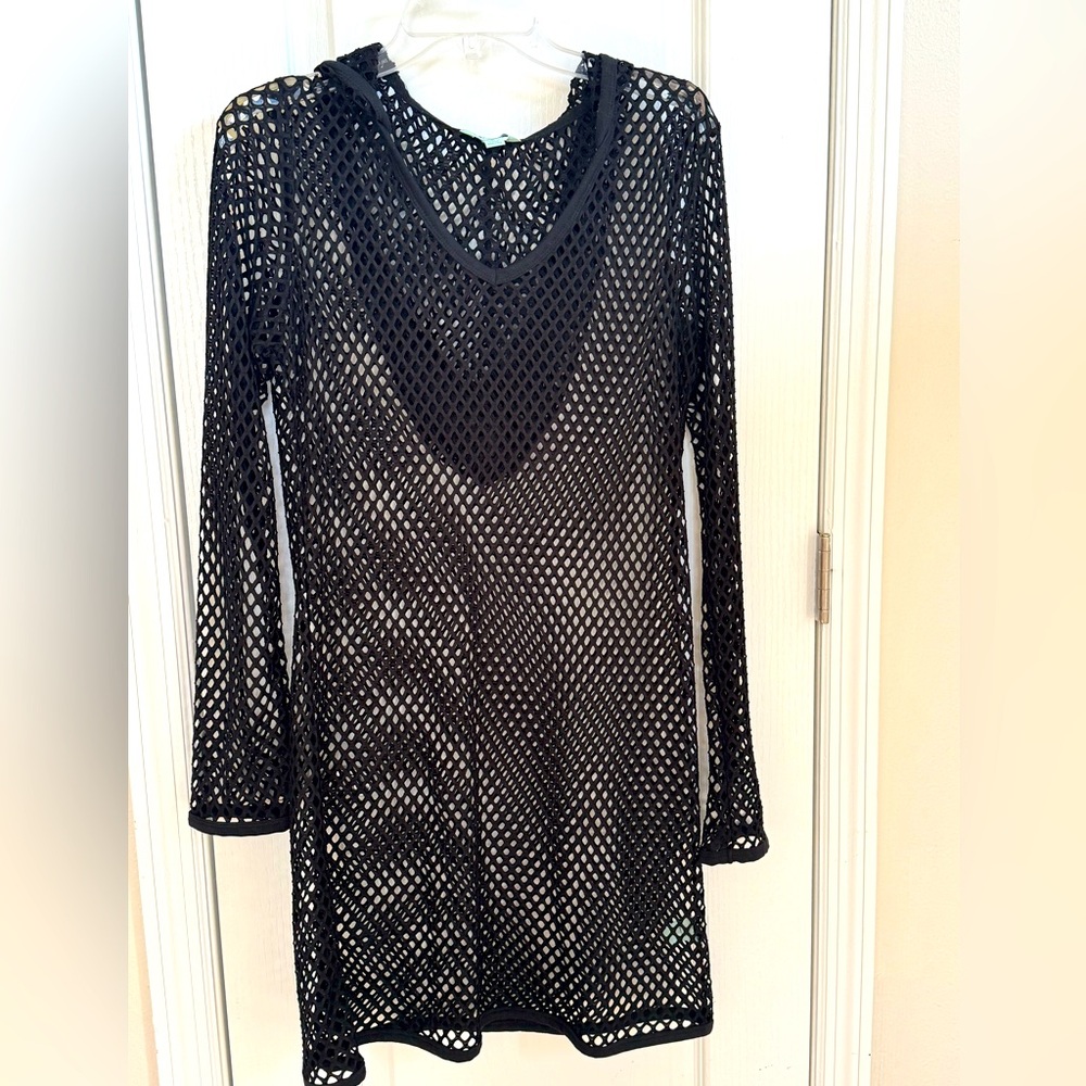 Balance Collection Crochet V-Neck Swim Yoga Coverup Hood